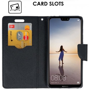 Atverčiamas Huawei p20 lite dėklas- piniginė juodas